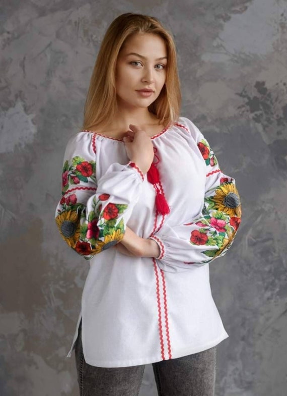 In Chicago Vyshyvanka Ukraine Blouse Ukrainian Vyshyvanka Embrodered Shirt Ethno Vintage Blouse for Women Sorochka Vyshyta Vyshyvanka