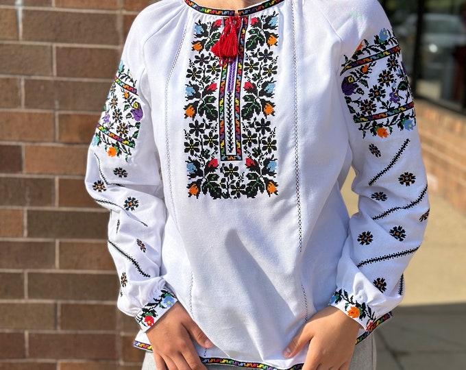 Ukrainian Embroidered Blouse for Women | Ethno Vintage Women's Vyshyvanka Shirt | Sorochka Vyshyta | Vyshyvanka Gift USA | Вишиванка (6)