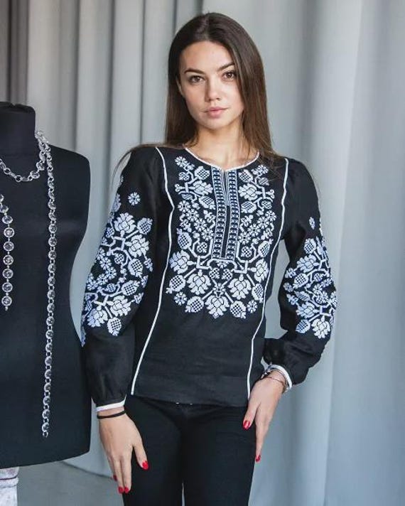 Ukrainian Embroidered Blouse for Women | Ethno Vintage Women's Vyshyvanka Shirt | Sorochka Vyshyta | Vyshyvanka Gift USA | Вишиванка (77)