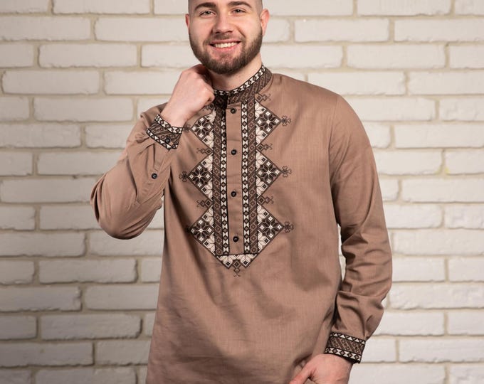Ukrainian Vyshyvanka Men's Embroidered Shirt Вишиванка для нього Ukraine Vintage Sorochka Gift for Him Ukrainian Clothing