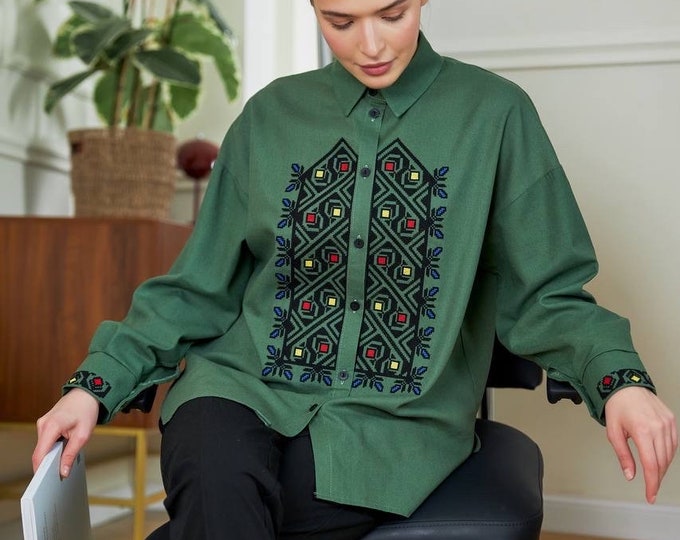 Ukrainian Embroidered Blouse for Women | Ethno Vintage Women's Vyshyvanka Shirt | Sorochka Vyshyta | Vyshyvanka Gift USA | Вишиванка (119)