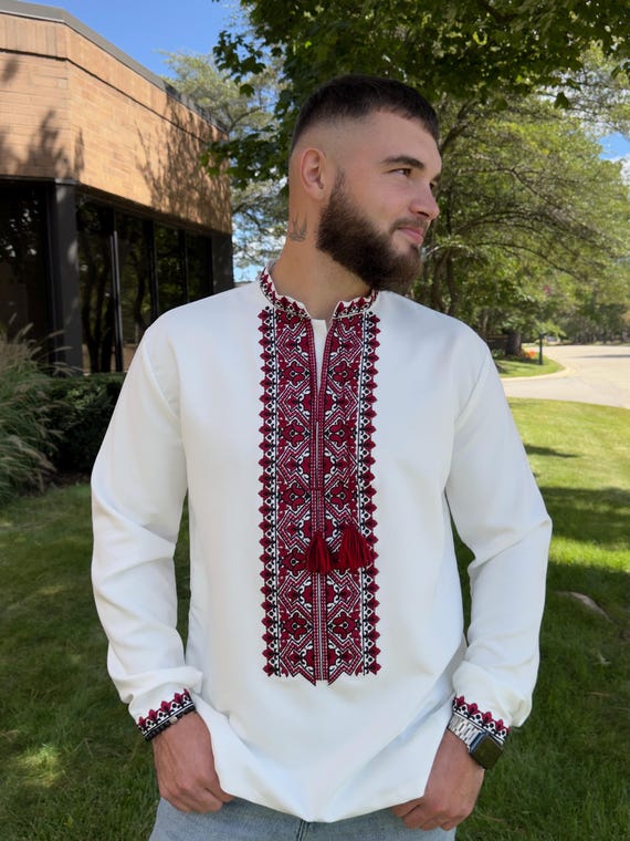 Ukrainian Vyshyvanka | Men's Embroidered Shirt | Вишиванка | Ukraine Vintage Sorochka Gift for Him | Handmade Ukrainian Clothing