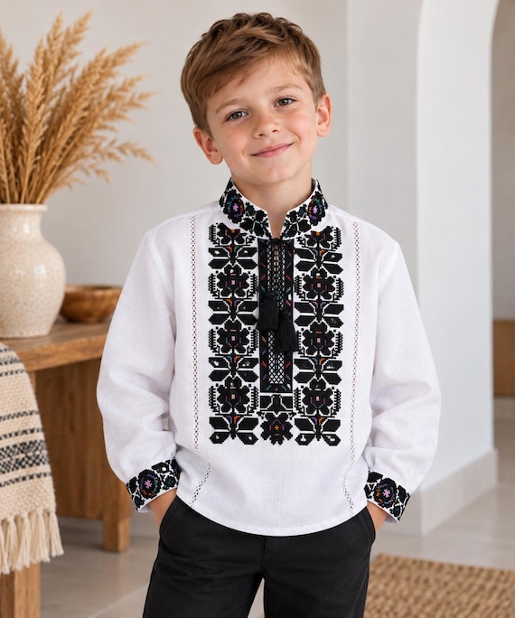 Embroidered Vyshyvanka Shirt for Boys | Ukrainian Embroidery Shirt | Traditional Ukraine Style Gift in Stock in USA | Вишиванка у США
