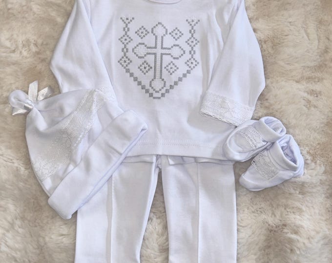 Embroidered Baby Boy Christening Outfit | Baptism Gift