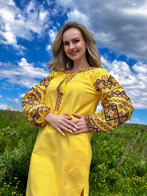 Embroidered Ukrainian Dress | Vyshyvanka Style Dress with Traditional Embroidery | Handmade Boho Chic Outfit