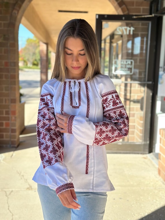 Ukrainian Embroidered Blouse for Women | Ethno Vintage Women's Vyshyvanka Shirt | Sorochka Vyshyta | Vyshyvanka Gift USA | Вишиванка (58)