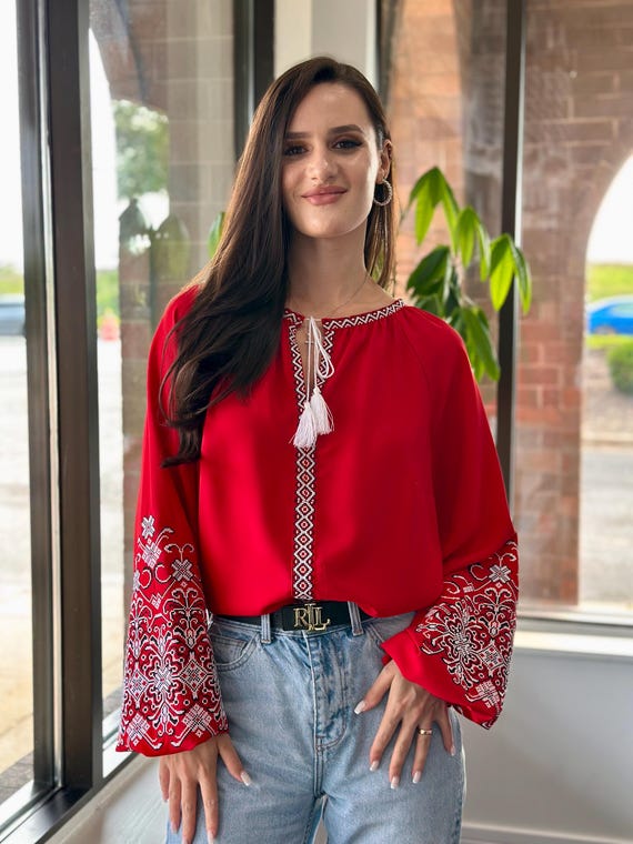 Ukrainian Embroidered Blouse for Women | Ethno Vintage Women's Vyshyvanka Shirt | Sorochka Vyshyta | Vyshyvanka Gift USA | Вишиванка