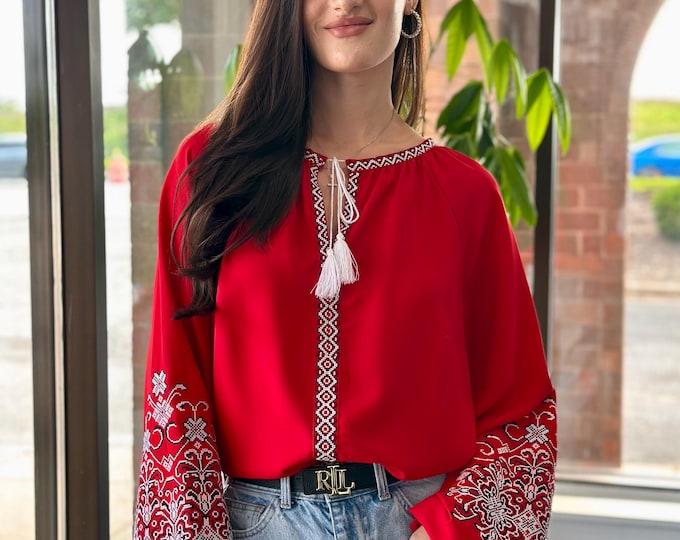 Ukrainian Embroidered Blouse for Women | Ethno Vintage Women's Vyshyvanka Shirt | Sorochka Vyshyta | Vyshyvanka Gift USA | Вишиванка