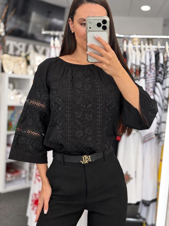 Embroidered Vyshyvanka Blouse | Ukrainian Floral Shirt, Boho Folk Fashion in USA
