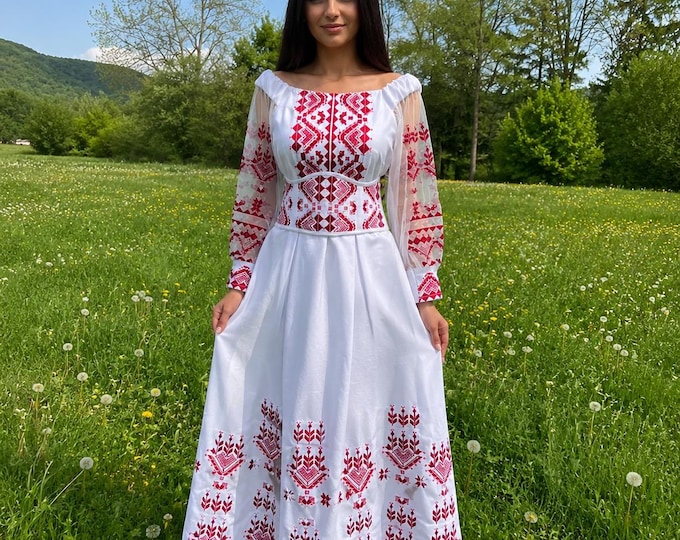 Embroidered Ukrainian Dress | Vyshyvanka Style Dress with Traditional Embroidery | Handmade Boho Chic Outfit