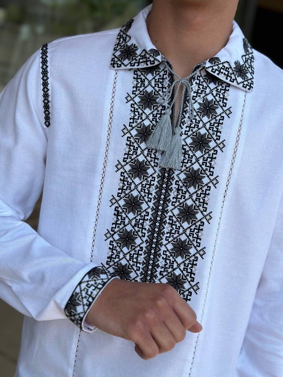 Ukrainian Vyshyvanka | Men's Embroidered Shirt | Вишиванка | Ukraine Vintage Sorochka Gift for Him | Handmade Ukrainian Clothing (40)