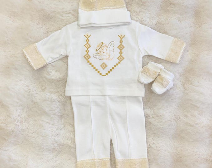 Embroidered Baby Boy Baptism Outfit | Christening Ceremony Suit