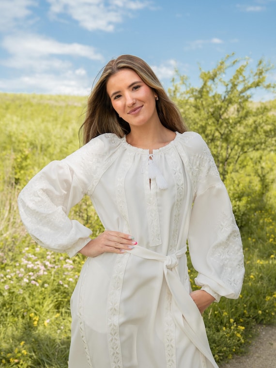 Ukrainian Vyshyvanka Dress | Ukraine Embroidered Dress in USA | Handmade Traditional Ukraine-Style Boho Embroidery Gift | Вишиванка (11)