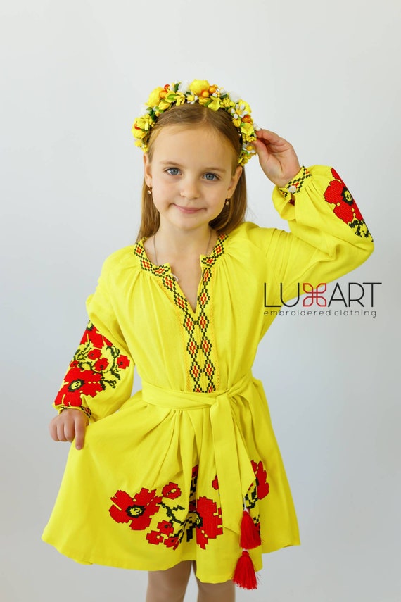 Embroidered Vyshyvanka Dress for Girls | Ukrainian Embroidery Dress | Traditional Ukrainian Style in Stock in USA | Вишиванка у США (9)
