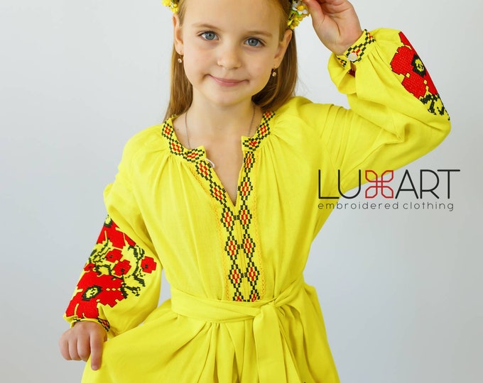 Embroidered Vyshyvanka Dress for Girls | Ukrainian Embroidery Dress | Traditional Ukrainian Style in Stock in USA | Вишиванка у США (9)