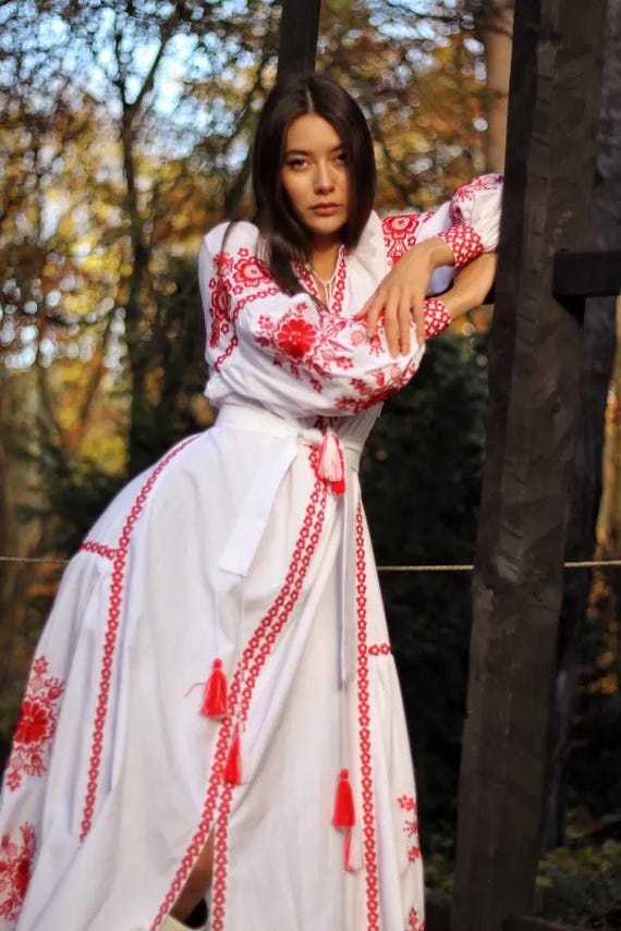 Ukrainian Vyshyvanka Dress | Ukraine Embroidered Dress in USA | Handmade Traditional Ukraine-Style Boho Embroidery Gift | Вишиванка