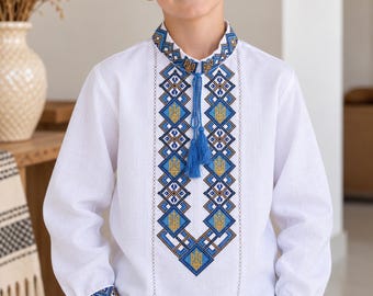 Embroidered Vyshyvanka Shirt for Boys | Ukrainian Embroidery Shirt | Traditional Ukraine Style Gift in Stock in USA | Вишиванка у США