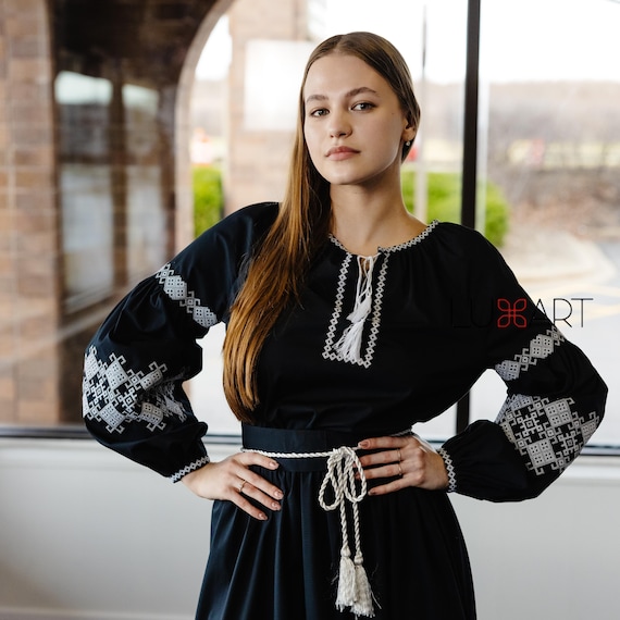 Ukrainian Vyshyvanka Dress | Ukraine Embroidered Dress in USA | Handmade Traditional Ukraine-Style Boho Embroidery Gift | Вишиванка (105)
