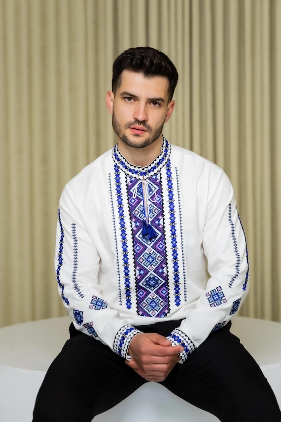 Ukrainian Vyshyvanka | Men's Embroidered Shirt | Вишиванка | Ukraine Vintage Sorochka Gift for Him | Handmade Ukrainian Clothing