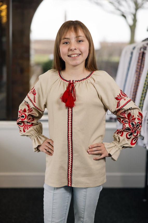 Embroidered blouse for girl Vyshyvanka shirt Ukrainian embroidery Ukrainian style vyshyvanka for girls Vyshyvanka in USA