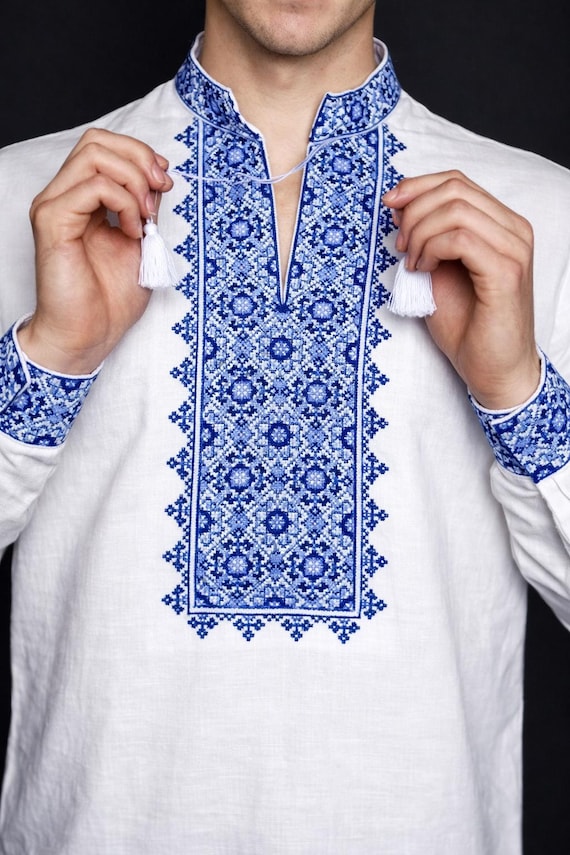 Ukrainian Vyshyvanka | Men's Embroidered Shirt | Вишиванка | Ukraine Vintage Sorochka Gift for Him | Handmade Ukrainian Clothing