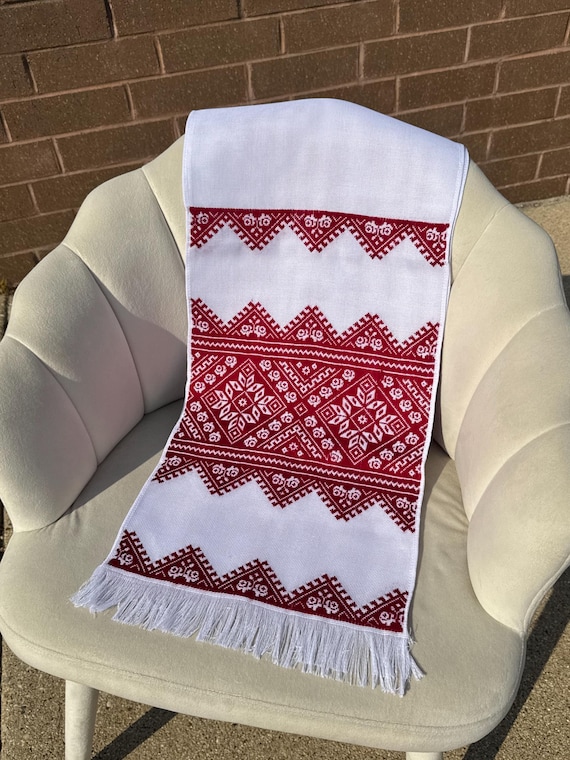 Ukrainian Embroidered Rushnyk Wedding Towel | Traditional Handmade Wedding Ceremony Towel | In Stock in USA | Вишитий Рушник (16)