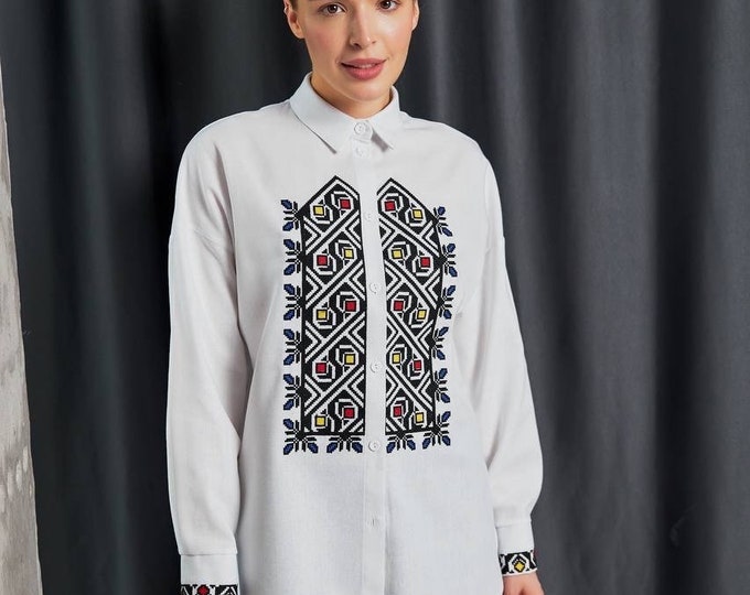 Ukrainian Embroidered Blouse for Women | Ethno Vintage Women's Vyshyvanka Shirt | Sorochka Vyshyta | Vyshyvanka Gift USA | Вишиванка (118)
