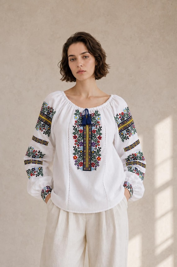 Ukrainian Embroidered Blouse for Women | Ethno Vintage Women's Vyshyvanka Shirt | Sorochka Vyshyta | Vyshyvanka Gift USA | Вишиванка
