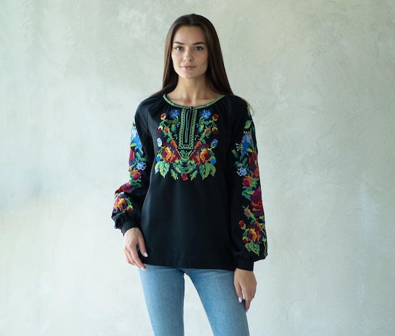 Ukrainian Embroidered Blouse for Women | Ethno Vintage Women's Vyshyvanka Shirt | Sorochka Vyshyta | Vyshyvanka Gift USA | Вишиванка (81)