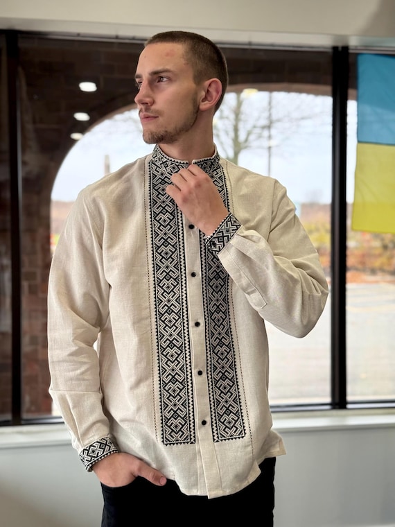 Ukrainian Vyshyvanka | Men's Embroidered Shirt | Вишиванка | Ukraine Vintage Sorochka Gift for Him | Handmade Ukrainian Clothing