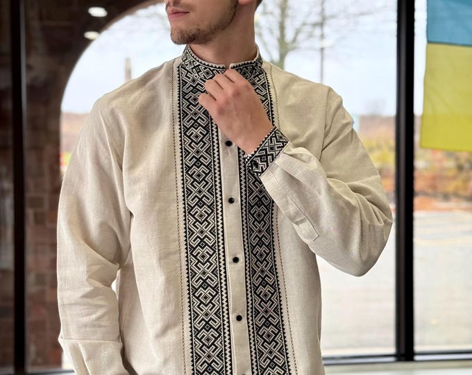 Ukrainian Vyshyvanka | Men's Embroidered Shirt | Вишиванка | Ukraine Vintage Sorochka Gift for Him | Handmade Ukrainian Clothing