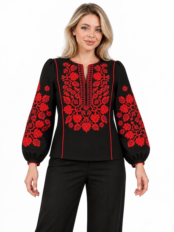 Embroidered Vyshyvanka Blouse | Ukrainian Floral Shirt, Boho Folk Fashion in USA