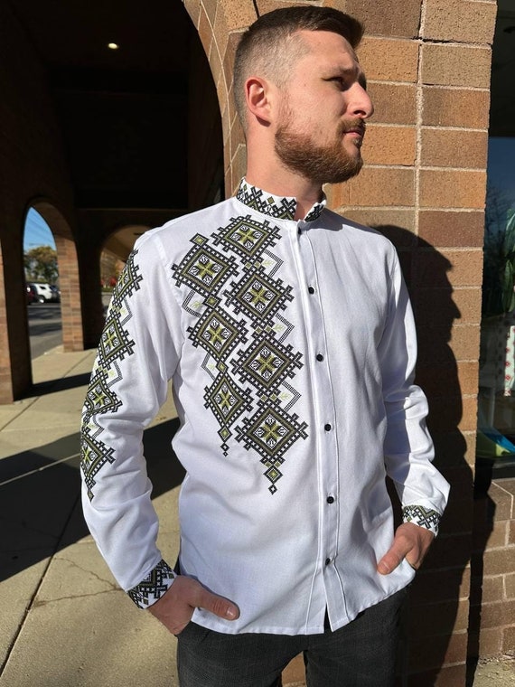 Ukrainian Vyshyvanka | Men's Embroidered Shirt | Вишиванка | Ukraine Vintage Sorochka Gift for Him | Handmade Ukrainian Clothing (25)