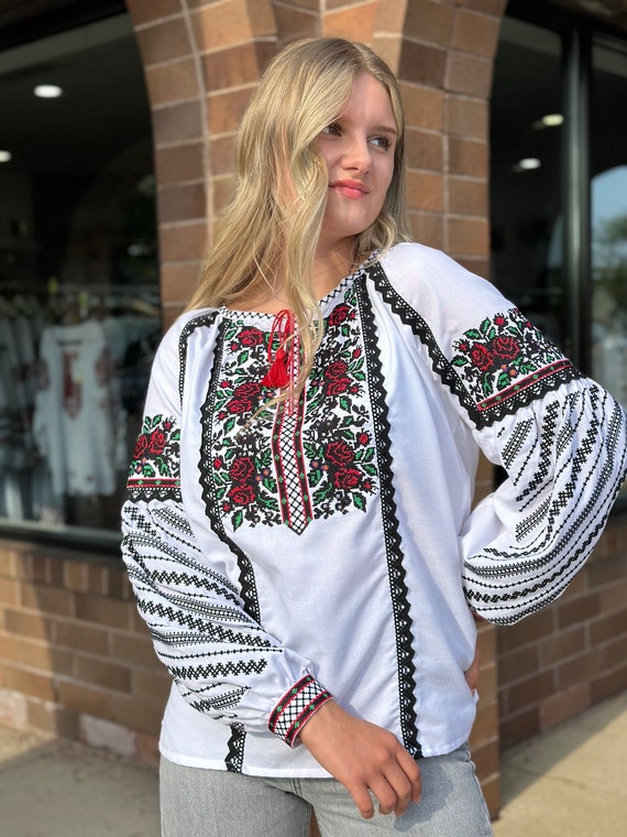 Ukrainian Embroidered Blouse for Women | Ethno Vintage Women's Vyshyvanka Shirt | Sorochka Vyshyta | Vyshyvanka Gift USA | Вишиванка (143)