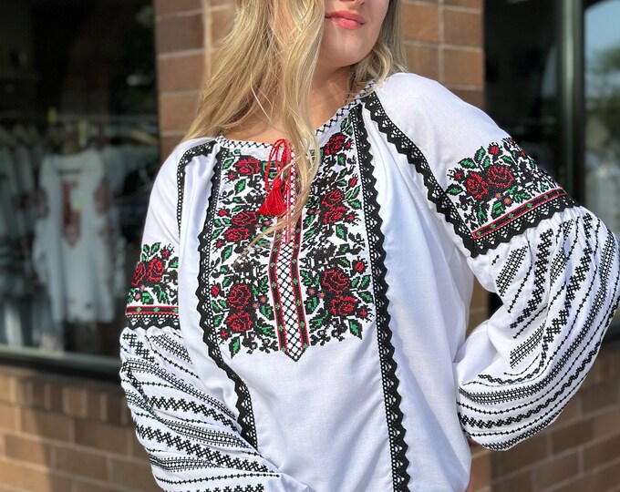 Ukrainian Embroidered Blouse for Women | Ethno Vintage Women's Vyshyvanka Shirt | Sorochka Vyshyta | Vyshyvanka Gift USA | Вишиванка (143)
