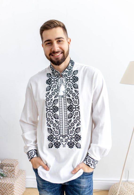 Ukrainian Vyshyvanka | Men's Embroidered Shirt | Вишиванка | Ukraine Vintage Sorochka Gift for Him | Handmade Ukrainian Clothing (70)
