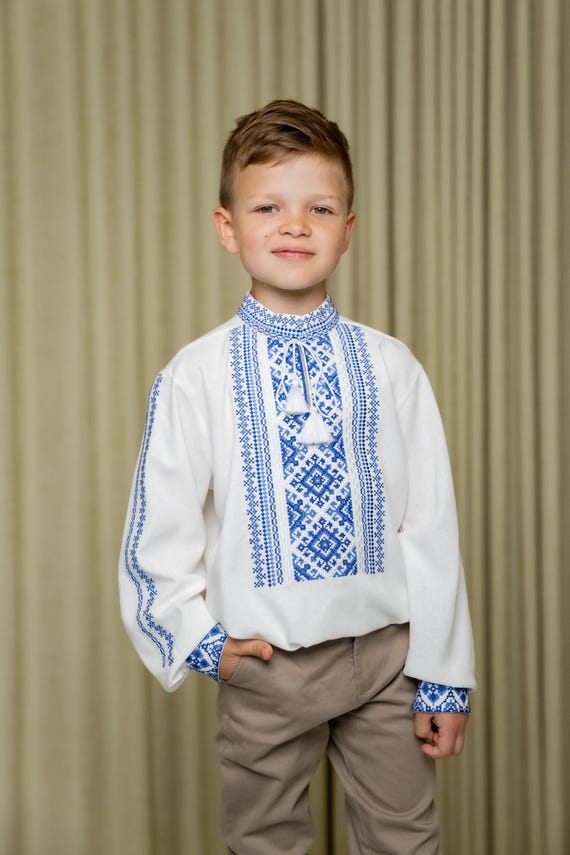 Embroidered Vyshyvanka Shirt for Boys | Ukrainian Embroidery Shirt | Traditional Ukrainian Style Gift in Stock in USA | Вишиванка у США (1)
