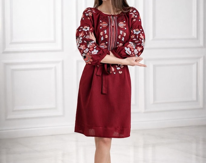 Ukrainian Vyshyvanka Dress | Ukraine Embroidered Dress in USA | Handmade Traditional Ukraine-Style Boho Embroidery Gift | Вишиванка (68)