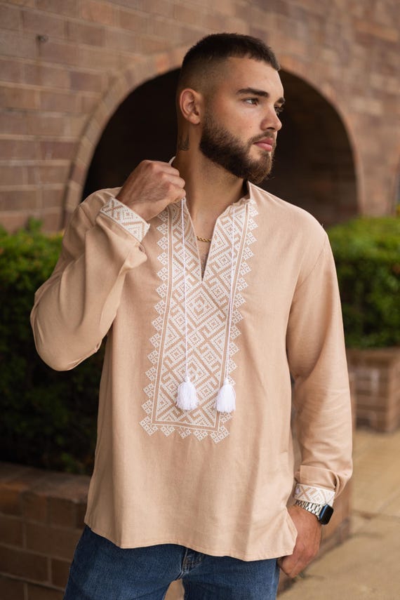 Ukrainian Vyshyvanka | Men's Embroidered Shirt | Вишиванка | Ukraine Vintage Sorochka Gift for Him | Handmade Ukrainian Clothing (11)