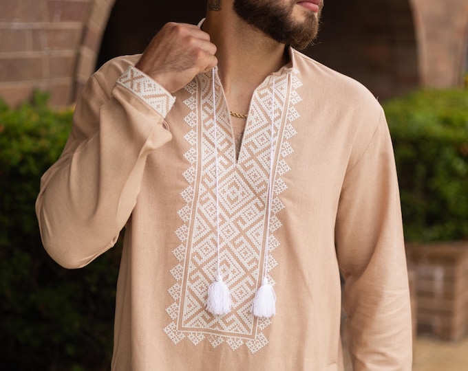 Ukrainian Vyshyvanka | Men's Embroidered Shirt | Вишиванка | Ukraine Vintage Sorochka Gift for Him | Handmade Ukrainian Clothing (11)