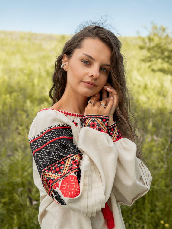 Embroidered Ukrainian Blouse | Women's Vyshyvanka Shirt, Boho Folk in USA