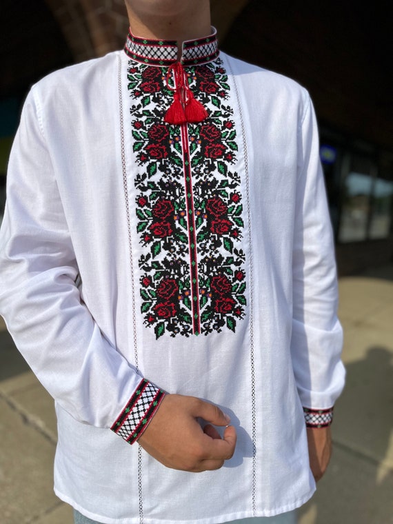 Ukrainian Vyshyvanka | Men's Embroidered Shirt | Вишиванка | Ukraine Vintage Sorochka Gift for Him | Handmade Ukrainian Clothing (88)
