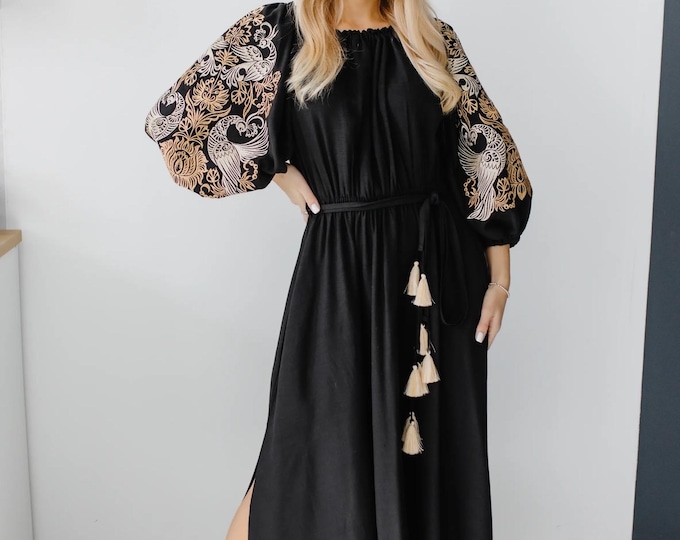 Embroidered Ukrainian Dress | Vyshyvanka Style Dress with Traditional Embroidery | Handmade Boho Chic Outfit