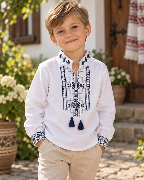 Boys' Embroidered Vyshyvanka Shirt | Traditional Ukrainian Style (In Stock USA)