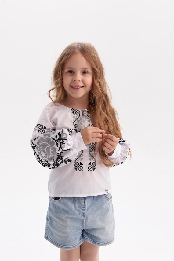 Embroidered Vyshyvanka Blouse for Girls | Ukrainian Embroidery Shirt | Traditional Ukrainian Style in Stock in USA | Вишиванка у США