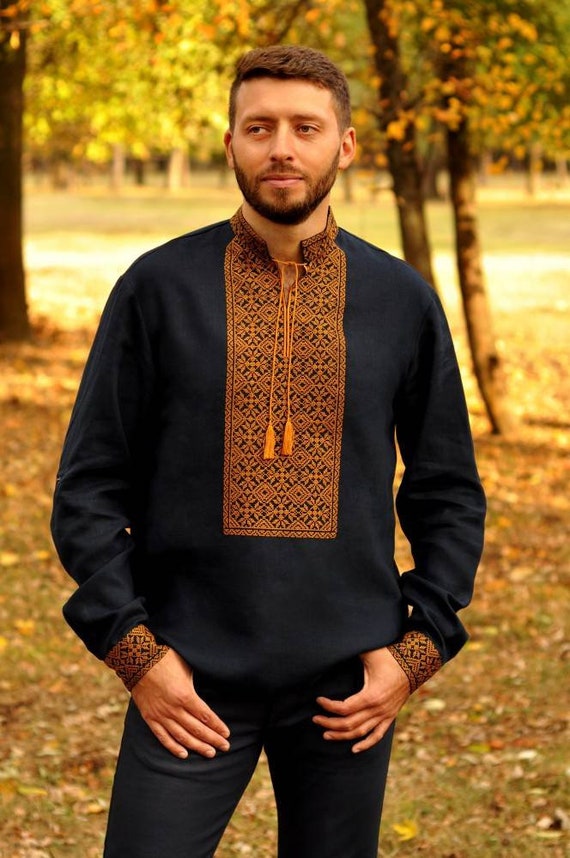 Vyshyvanka for Man Ukrainian Vyshyvanka Ukraine Sorochka Ukrainian Vyshyvanka Embrodered Shirt Ethno Vintage Embroidered Clothing