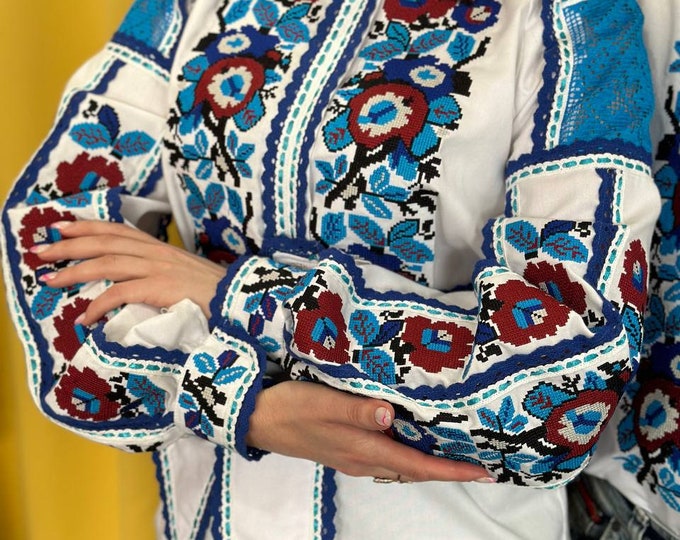 Ukrainian Embroidered Blouse for Women | Ethno Vintage Women's Vyshyvanka Shirt | Sorochka Vyshyta | Vyshyvanka Gift USA | Вишиванка (105)