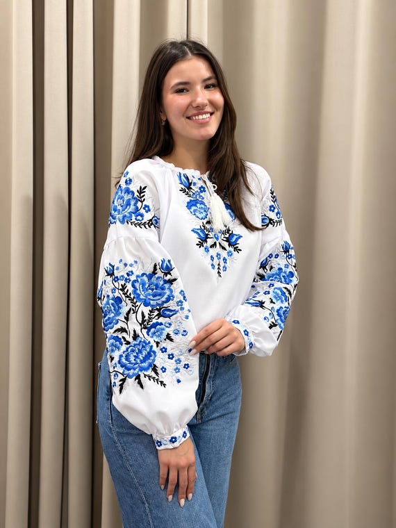Ukrainian Embroidered Blouse for Women | Ethno Vintage Women's Vyshyvanka Shirt | Sorochka Vyshyta | Vyshyvanka Gift USA | Вишиванка