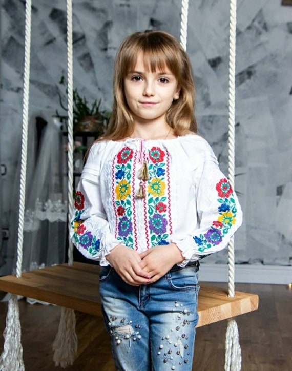 Embroidered blouse for girl Vyshyvanka shirt Ukrainian embroidery Ukrainian style vyshyvanka for girls Vyshyvanka in USA