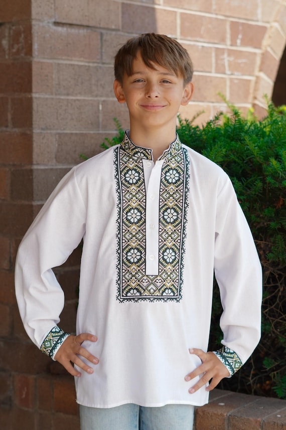 Embroidered Vyshyvanka Shirt for Boys | Ukrainian Embroidery Shirt | Traditional Ukrainian Style Gift in Stock in USA | Вишиванка у США (11)